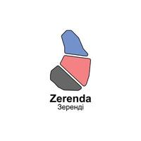 Zerenda City map design, template with outline graphic sketch style isolated on white background vector