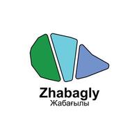 Zhabagly City map design, template with outline graphic sketch style isolated on white background vector