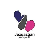 Jezqazgan City map design, template with outline graphic sketch style isolated on white background vector