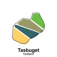 Map Kazakhstan Country With City of Tasbuget, geometric and colorful logo design template element vector