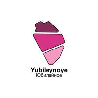 Map City of Yubileynoye, isolated illustration of simplified administrative map of Kazakhstan. Borders and names of the regions. Colorful silhouettes vector