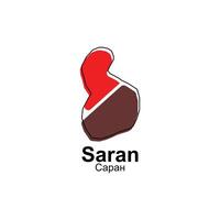Saran world map City illustration. Isolated on white background for business vector