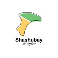 Map Kazakhstan Country With City of Shashubay, geometric and colorful logo design template element vector
