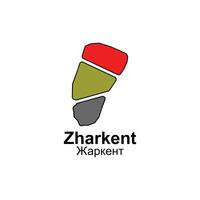 Map City of Zharkent, isolated illustration of simplified administrative map of Kazakhstan. Borders and names of the regions. Colorful silhouettes vector