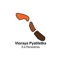 Map City of Vtoraya Pyatiletka, isolated illustration of simplified administrative map of Kazakhstan. Borders and names of the regions. Colorful silhouettes vector