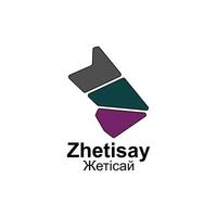 Zhetisay City map design, template with outline graphic sketch style isolated on white background vector