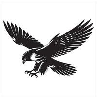 Peregrine falcon silhouette - Bird Logo - A Peregrine falcon skimming illustration in black and white vector