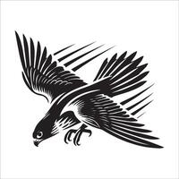 Peregrine falcon silhouette - Bird Logo - A Peregrine falcon diving illustration in black and white vector