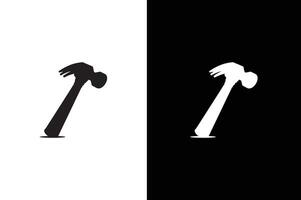 Hammer icon template black white color editable. Hammer symbol Flat sign isolated on white black vector