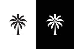 Palm tree icon, simple style palm tree icon silhouette black white background vector