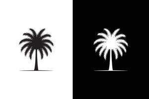 Palm tree on black background. Palm tree icon silhouette. Design of palm tree for posters and banners. vector