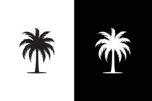 Palm tree isolated on black background. Palm tree icon silhouette. Design of palm trees for posters, banners and promotional items. vector