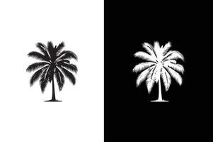 Palm tree isolated on black background. Palm tree icon silhouette. Design of palm trees for posters, banners and promotional items. vector