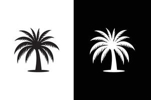 Palm tree icon silhouette, simple style palm tree icon silhouette black white background vector
