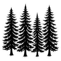 A set of simple spruce tree silhouette vector