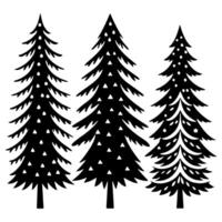 A set of simple spruce tree silhouette vector