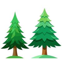 A set of simple spruce tree silhouette vector