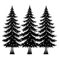 A set of simple spruce tree silhouette vector