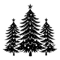 A set of simple spruce tree silhouette vector