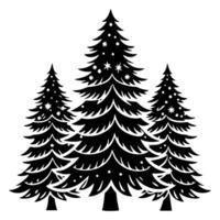 A set of simple spruce tree silhouette vector
