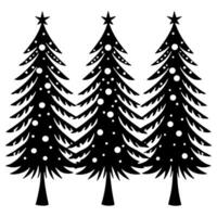 A set of simple spruce tree silhouette vector