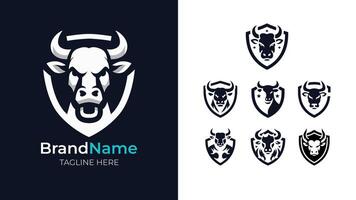 Expressive cow head logo collection. Explore a collection of 8 expressive cow head logos, each showcasing unique designs that blend simplicity with impactful symbolism vector