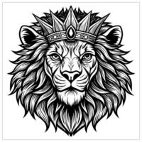 Lion head with crown Sketching Design vector