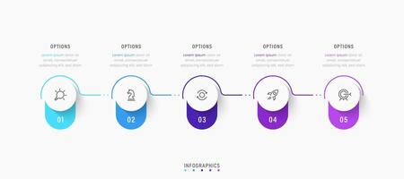 Infographic label design template with icons and 5 options or steps. Can be used for process diagram, presentations, workflow layout, banner, flow chart, info graph. vector