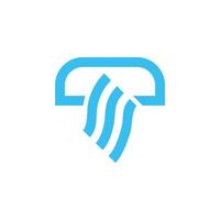 letter t jellyfish simple geometric abstract logo vector