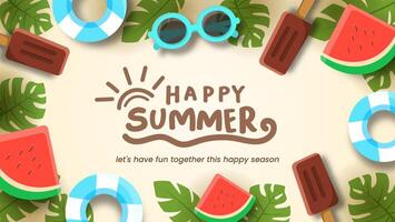 Happy Summer is suitable for greeting cards, with attractive summer design elements. EPS 10 illustration vector