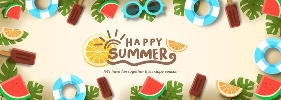 Happy Summer is suitable for greeting cards, with attractive summer design elements. EPS 10 illustration vector