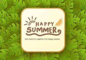 Cheerful summer-themed text template design. Summertime greeting message in a blank space for typography. vector