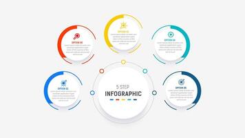 Five Step Infographic design element template for presentation. info graphic illustration. process diagram and presentations step, banner, flow chart, 5 option template. vector