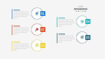 Five Step Infographic design element template for presentation. info graphic illustration. process diagram and presentations step, banner, flow chart, 5 option template. vector
