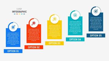 Five Step Infographic design element template for presentation. info graphic illustration. process diagram and presentations step, banner, flow chart, 5 option template. vector