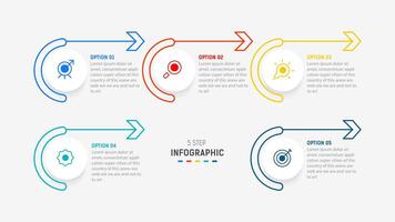 Five Step Infographic design element template for presentation. info graphic illustration. process diagram and presentations step, banner, flow chart, 5 option template. vector