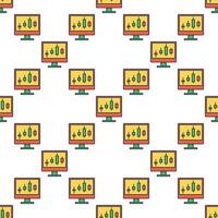 Candlestick charts on Computer Screen colored seamless pattern vector