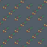 Candlestick Formation and Coins Technical Analysis colored seamless pattern vector