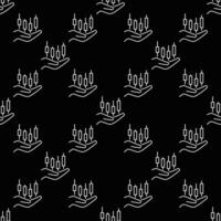 Hand with cryptocurrency candlestick graph thin line seamless pattern vector