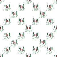 Stock and cryptocurrency graph on Hand colored seamless pattern vector