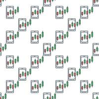 Candlestick chart pattern inside Smartphone stock trading colored seamless pattern vector