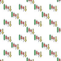Down Trend with Candlestick Charts Technical Analysis colored seamless pattern vector