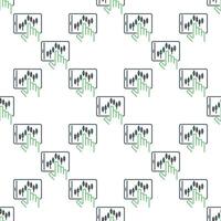 Candlestick Chart on Tablet Screen colored seamless pattern vector
