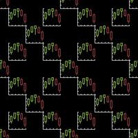 Bullish and Bearish Candlestick Chart seamless pattern in thin line style vector