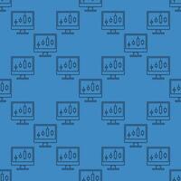 PC Screen with Candlestick charts linear seamless pattern vector