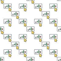 Candlestick Chart with Mouse Cursor colored seamless pattern vector
