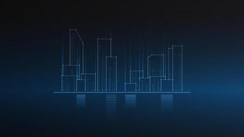 cityscape technology background concept. city space bright glowing neon, data blue line circle lights, technology Abstract, . city for tech, web banner, web site, communication, transformation. vector