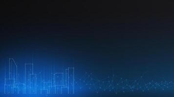 cityscape technology background concept. city space bright glowing neon, data blue line circle lights, technology Abstract, . city for tech, web banner, web site, communication, transformation. vector
