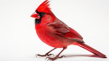 Vibrant Red Bird on a white background photo