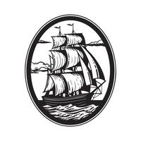 Vintage Ship Logo Sailing Boat design image template isolated on white background vector